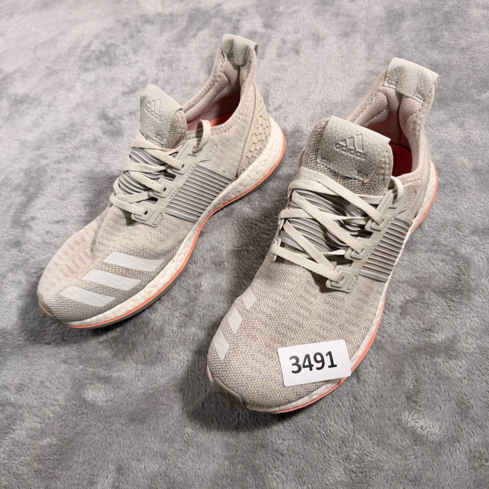 Adidas PureBoost ZG Mens 10.5 Tan Running Shoes AQ6765 Orange Trim Low Top